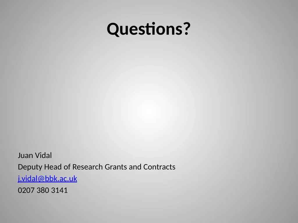 Introduction to Research Grants and Contracts - slide 14 of 14