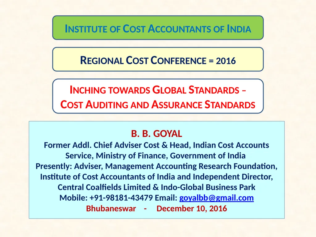 Institute of Cost Accountants of India B. B. GOYAL