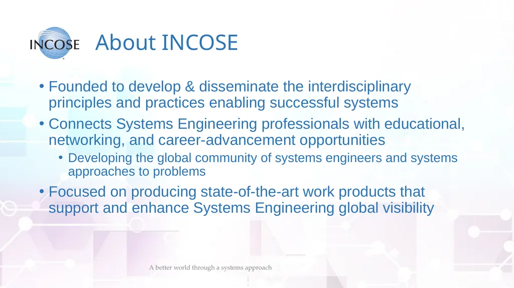 The International Council on Systems Engineering A - slide 3 of 30