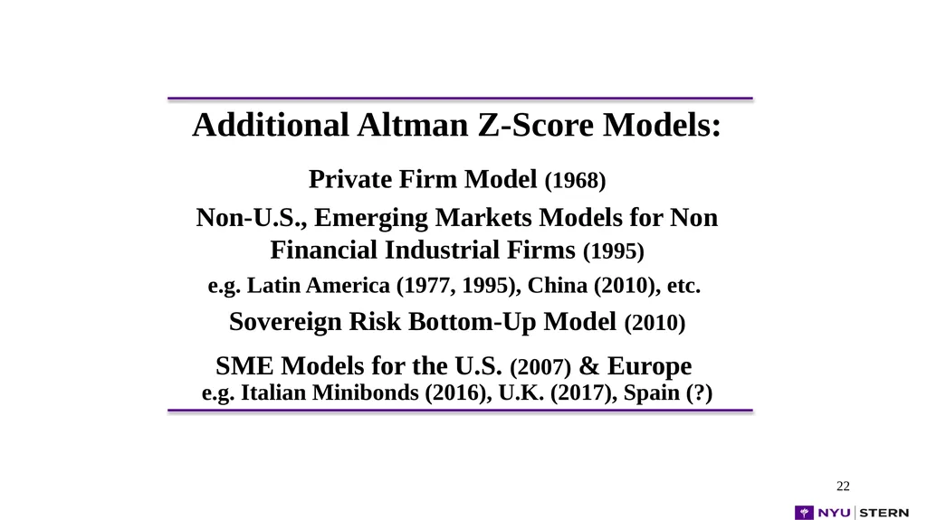 1 1 1 1 Dr. Edward Altman NYU Stern School - slide 22 of 45