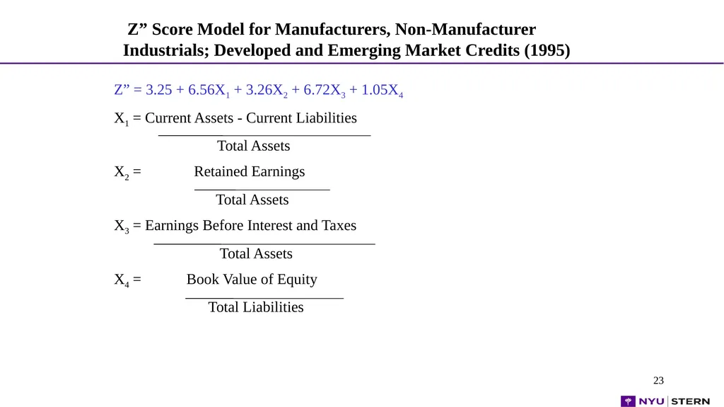 1 1 1 1 Dr. Edward Altman NYU Stern School - slide 23 of 45
