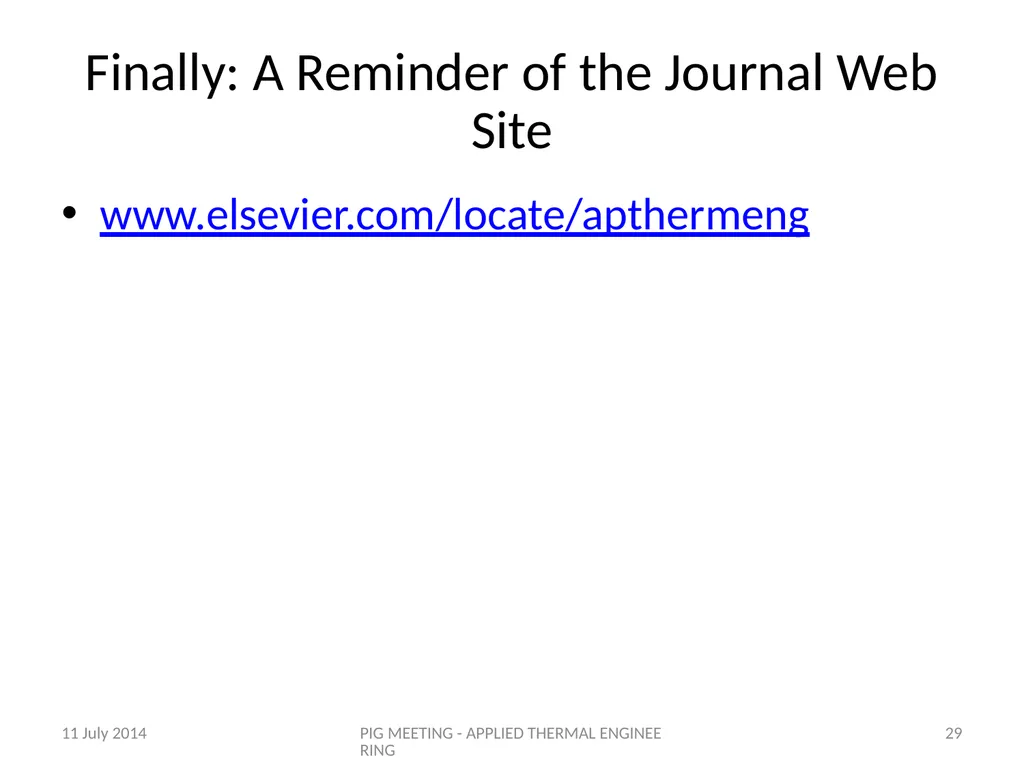 A Good Paper for Applied Thermal Engineering Prof. - slide 29 of 29