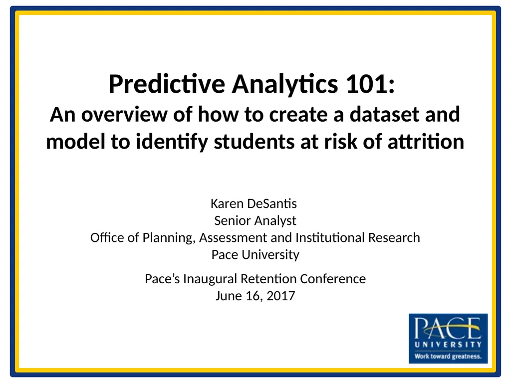 Predictive Analytics 101: An overview of how to - slide 1 of 12