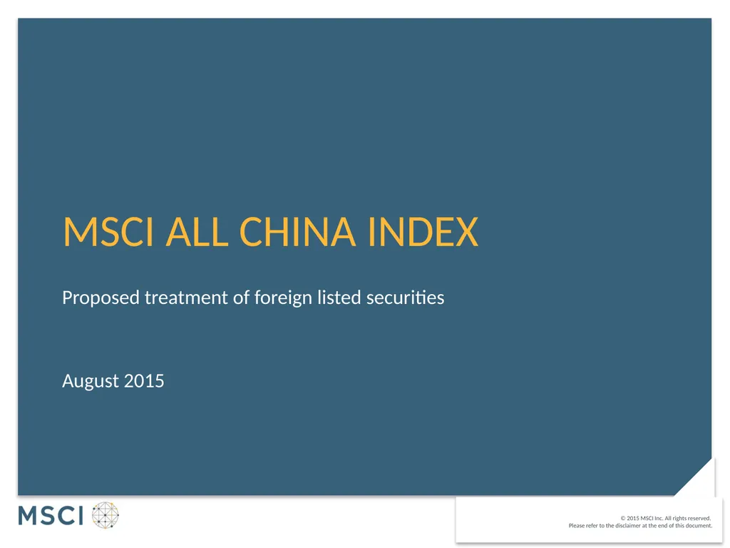 Msci all china index Proposed treatment of foreign - slide 1 of 12