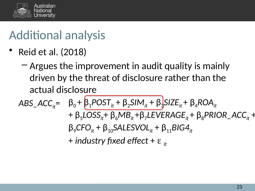 Extended Auditor's Reports and Audit Quality: A - slide 23 of 28