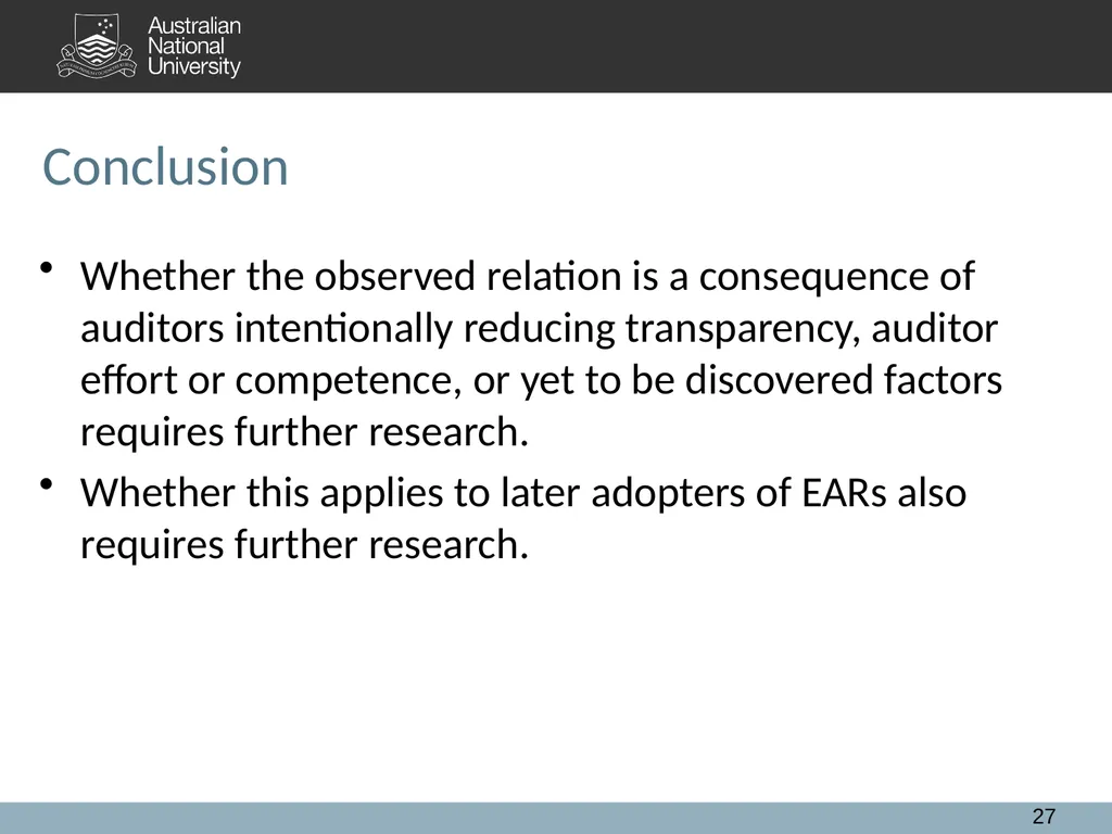Extended Auditor's Reports and Audit Quality: A - slide 27 of 28