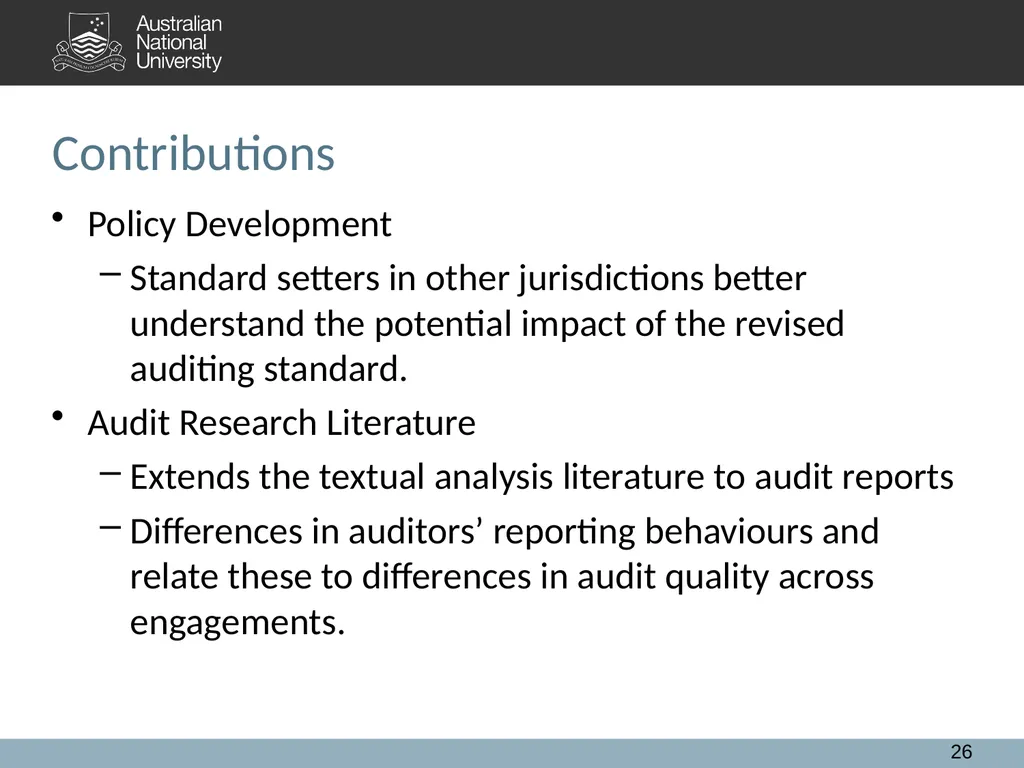 Extended Auditor's Reports and Audit Quality: A - slide 26 of 28