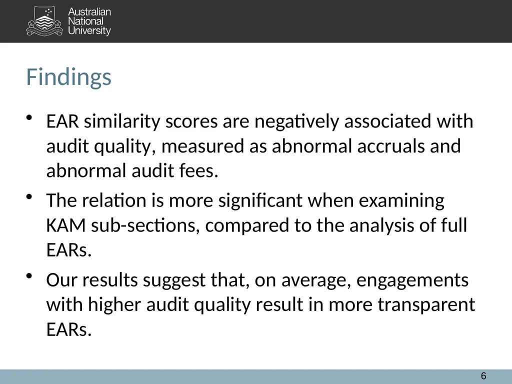 Extended Auditor's Reports and Audit Quality: A - slide 6 of 28