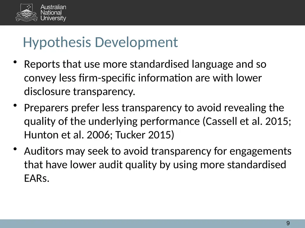 Extended Auditor's Reports and Audit Quality: A - slide 9 of 28