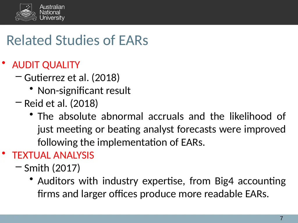 Extended Auditor's Reports and Audit Quality: A - slide 7 of 28