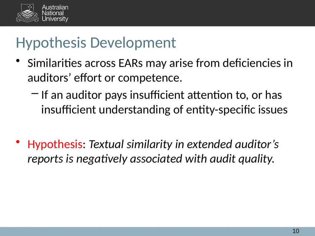 Extended Auditor's Reports and Audit Quality: A - slide 10 of 28