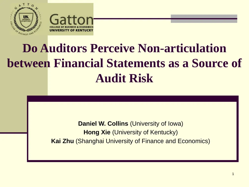1 Do Auditors Perceive Non-articulation between