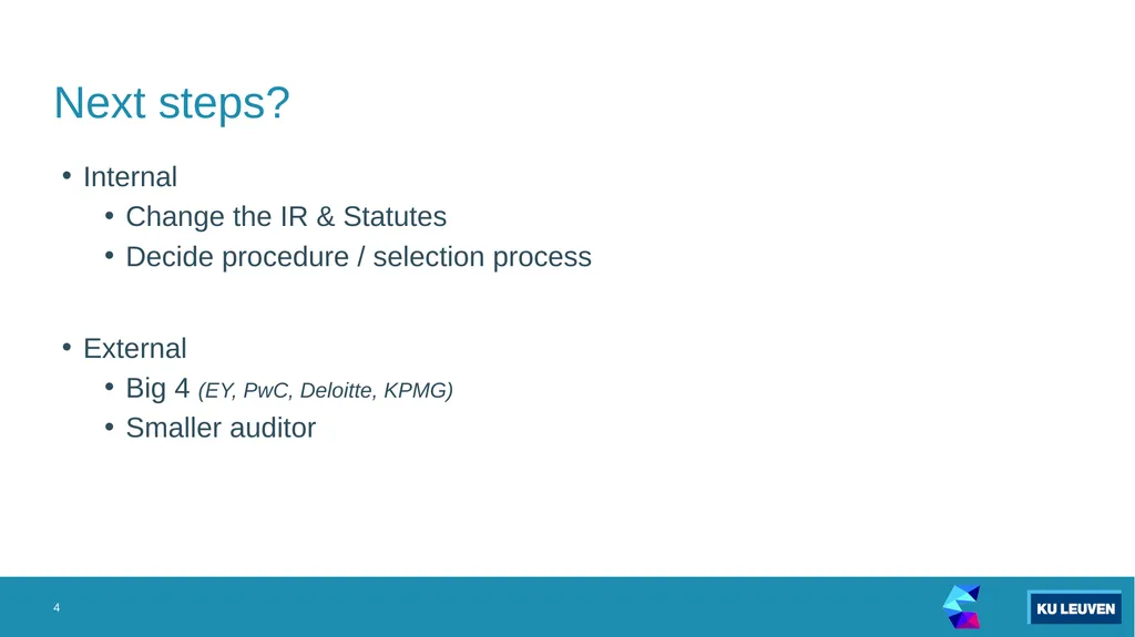 CLUSTER auditor 2 External ‘The Big 4’ Ernst & - slide 4 of 4