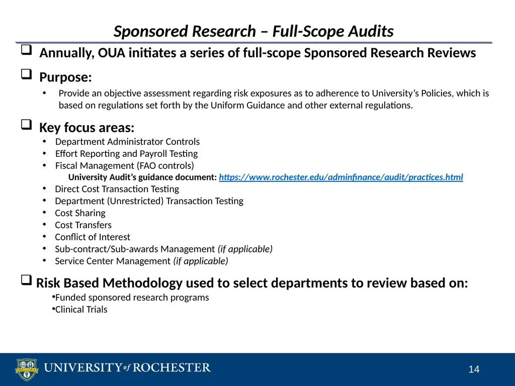 Sponsored Research Compliance Reviews CLASP - slide 14 of 15