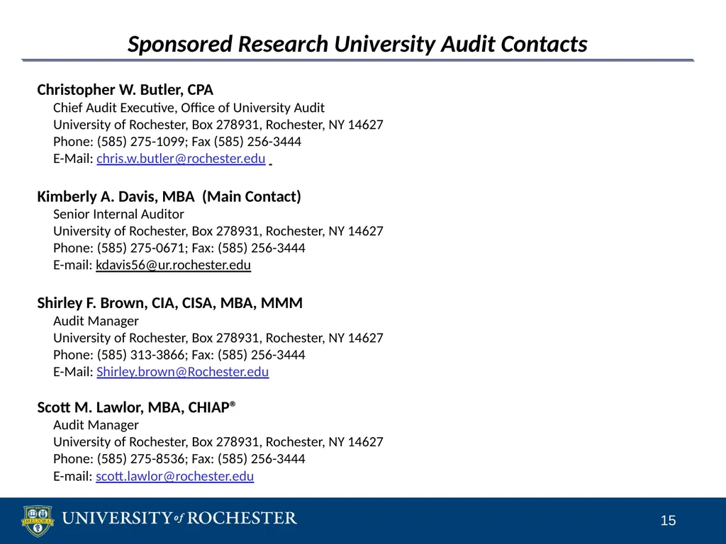 Sponsored Research Compliance Reviews CLASP - slide 15 of 15