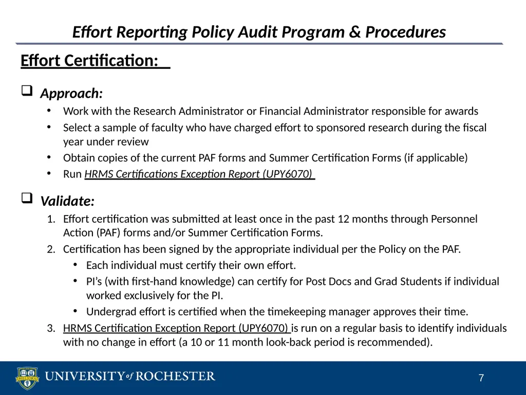 Sponsored Research Compliance Reviews CLASP - slide 7 of 15