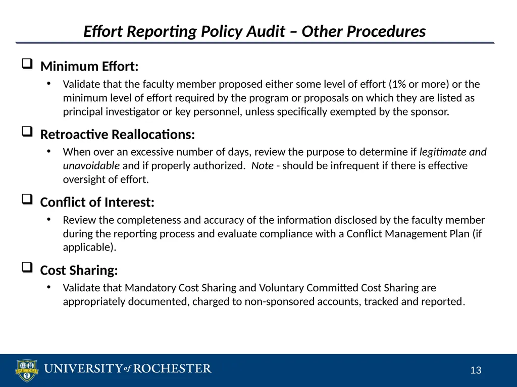 Sponsored Research Compliance Reviews CLASP - slide 13 of 15
