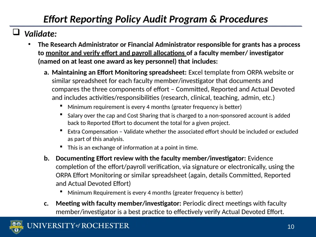 Sponsored Research Compliance Reviews CLASP - slide 10 of 15