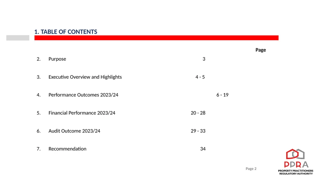 2023/24 PPRA ANNUAL REPORT PRESENTATION TO THE - slide 2 of 35