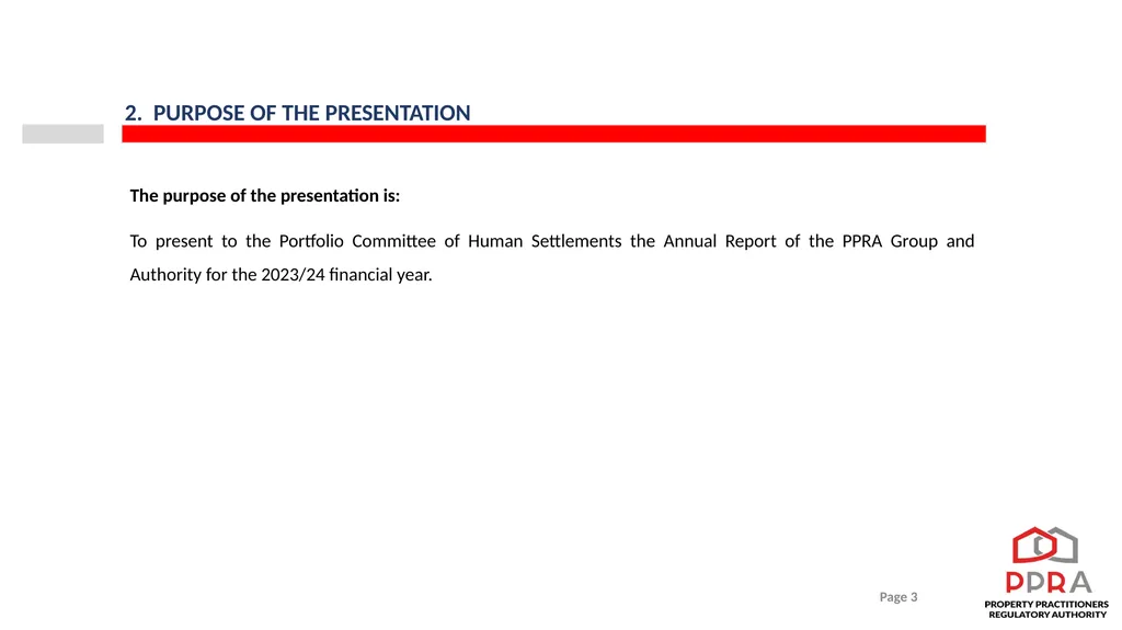 2023/24 PPRA ANNUAL REPORT PRESENTATION TO THE - slide 3 of 35
