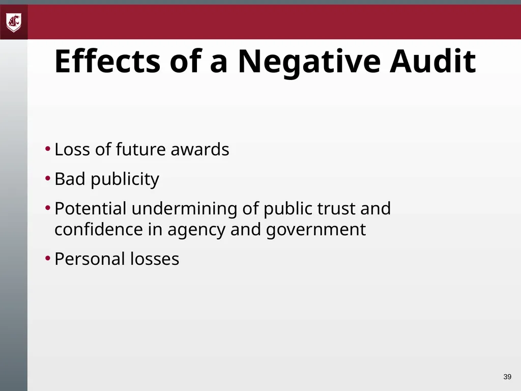 Award Administration Part Three: Audits and Audit - slide 39 of 79