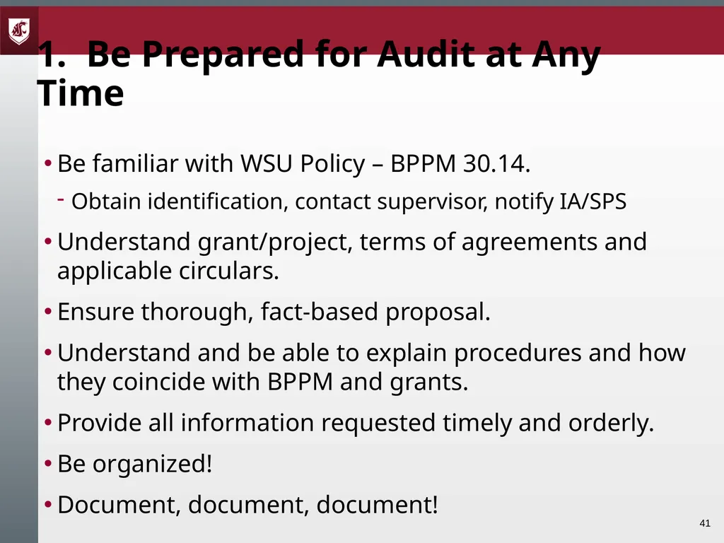 Award Administration Part Three: Audits and Audit - slide 41 of 79