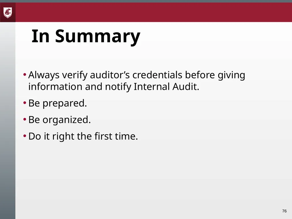 Award Administration Part Three: Audits and Audit - slide 76 of 79