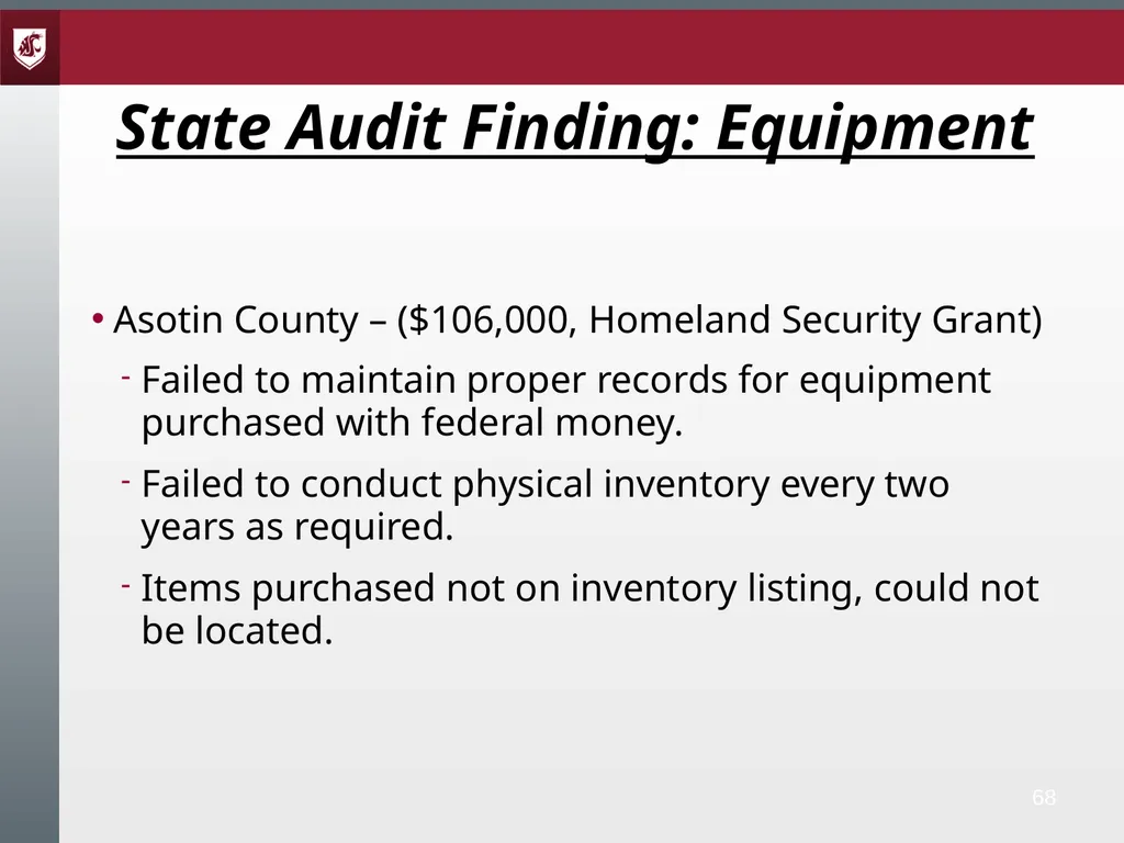 Award Administration Part Three: Audits and Audit - slide 68 of 79