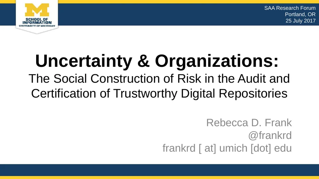 Uncertainty & Organizations: The Social - slide 20 of 20