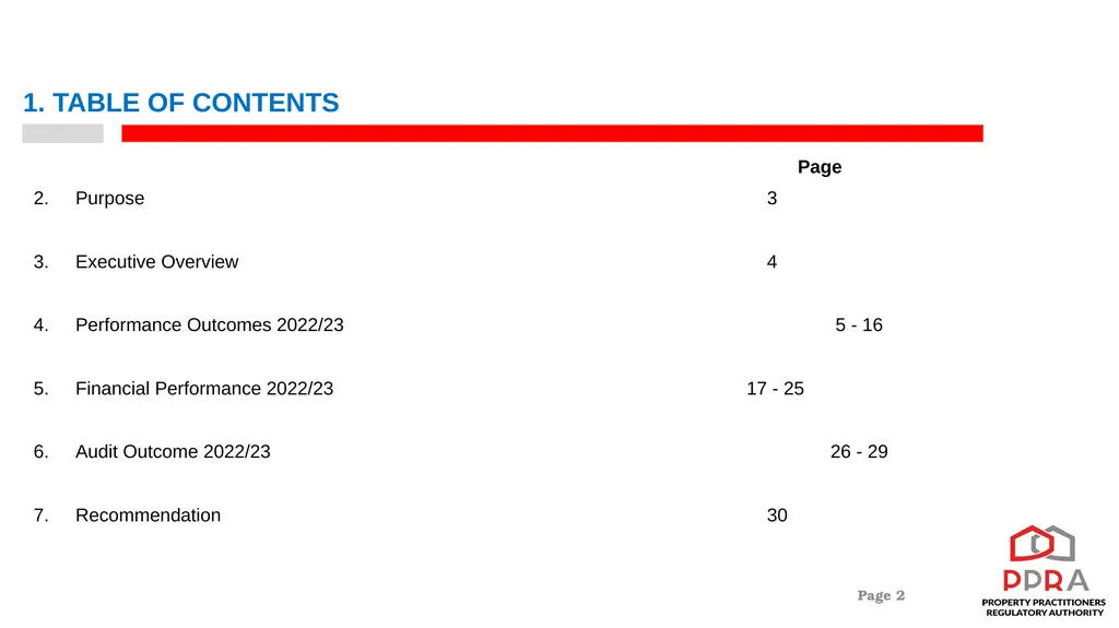 2022/23 PPRA ANNUAL REPORT PRESENTATION TO THE - slide 2 of 30