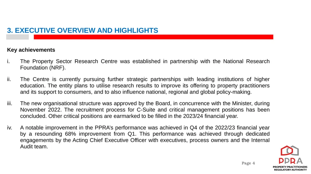 2022/23 PPRA ANNUAL REPORT PRESENTATION TO THE - slide 4 of 30