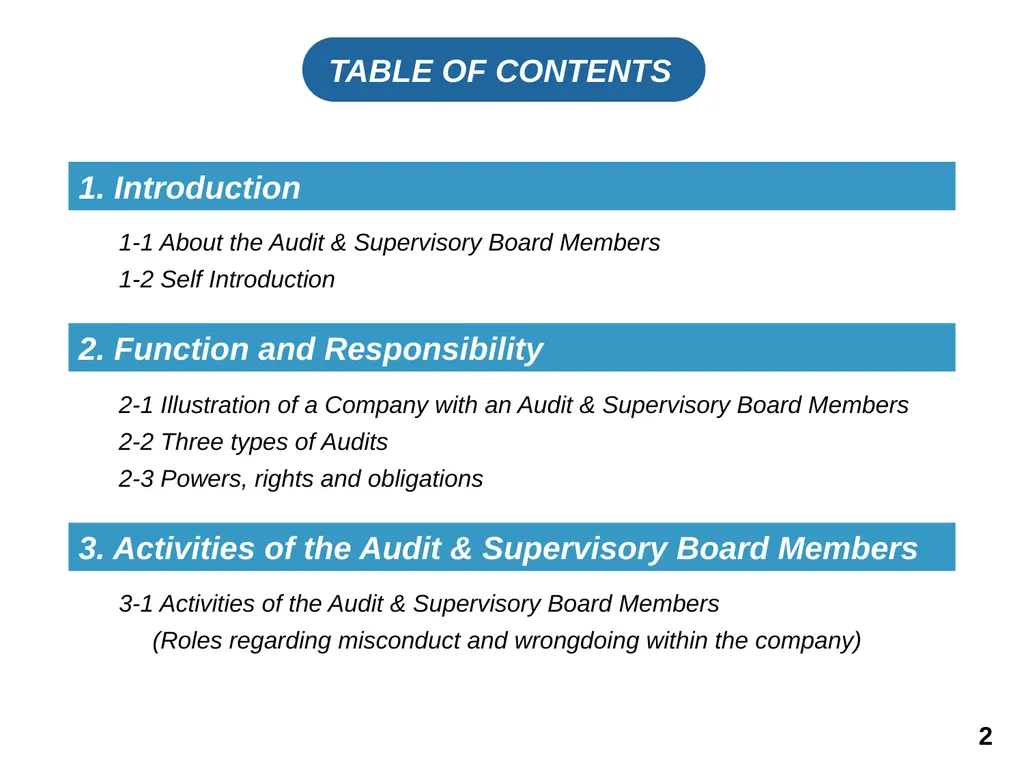 THE AUDIT & SUPERVISORY BOARD MEMBERS: A BRIEF - slide 2 of 9