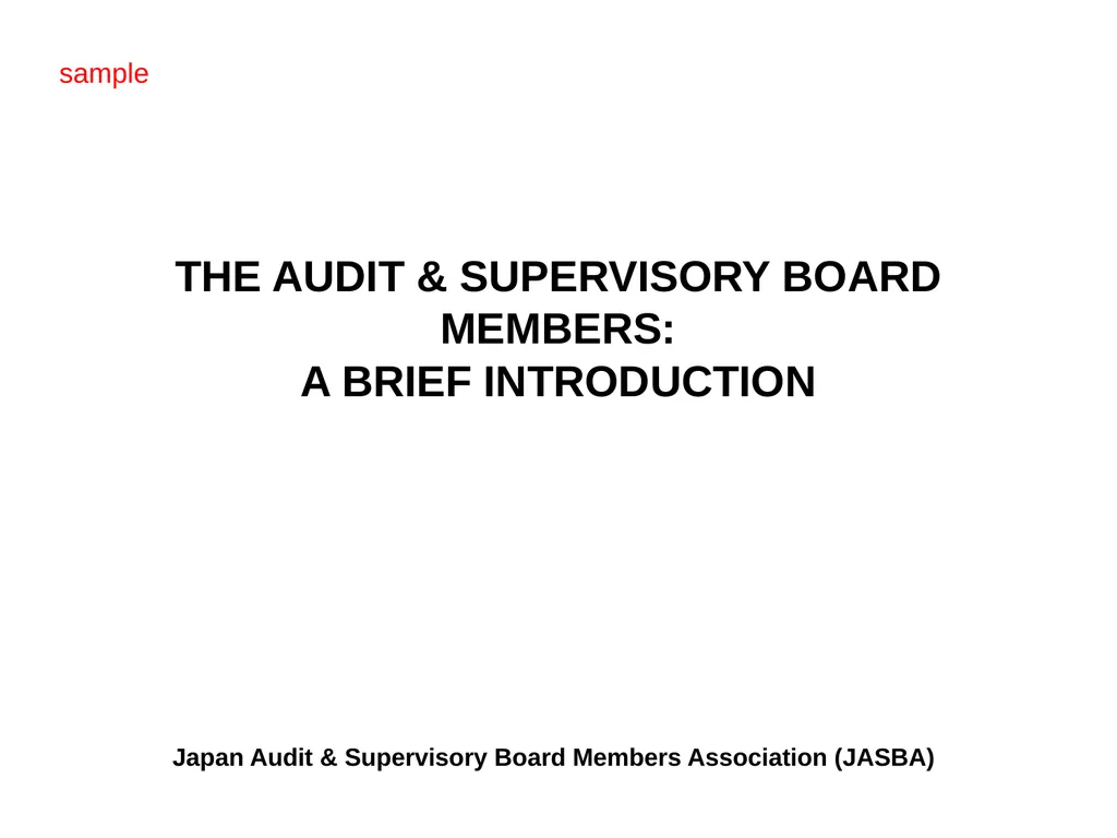 THE AUDIT & SUPERVISORY BOARD MEMBERS: A BRIEF - slide 1 of 9