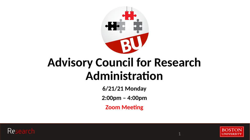 Advisory Council for Research Administration - slide 1 of 26