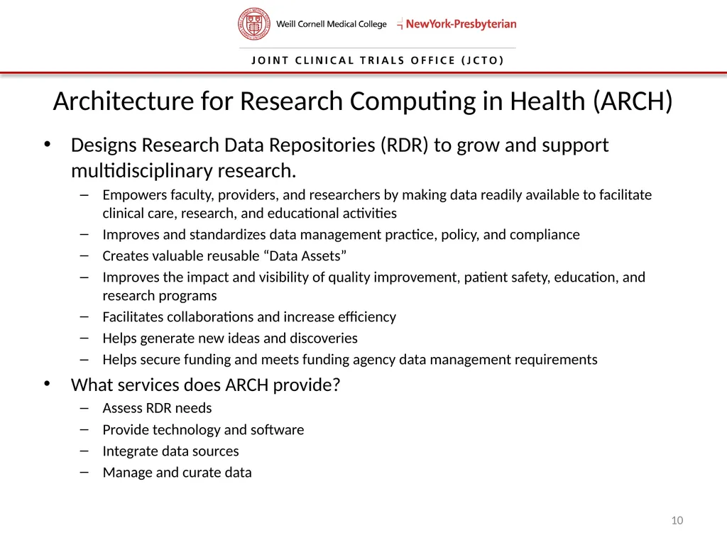 Joint Clinical Trials Office (JCTO) Informational - slide 10 of 16