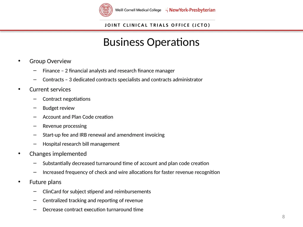 Joint Clinical Trials Office (JCTO) Informational - slide 8 of 16