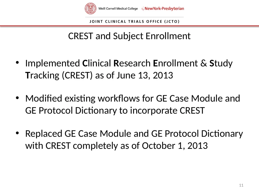 Joint Clinical Trials Office (JCTO) Informational - slide 11 of 16
