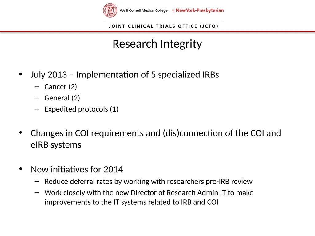 Joint Clinical Trials Office (JCTO) Informational - slide 7 of 16