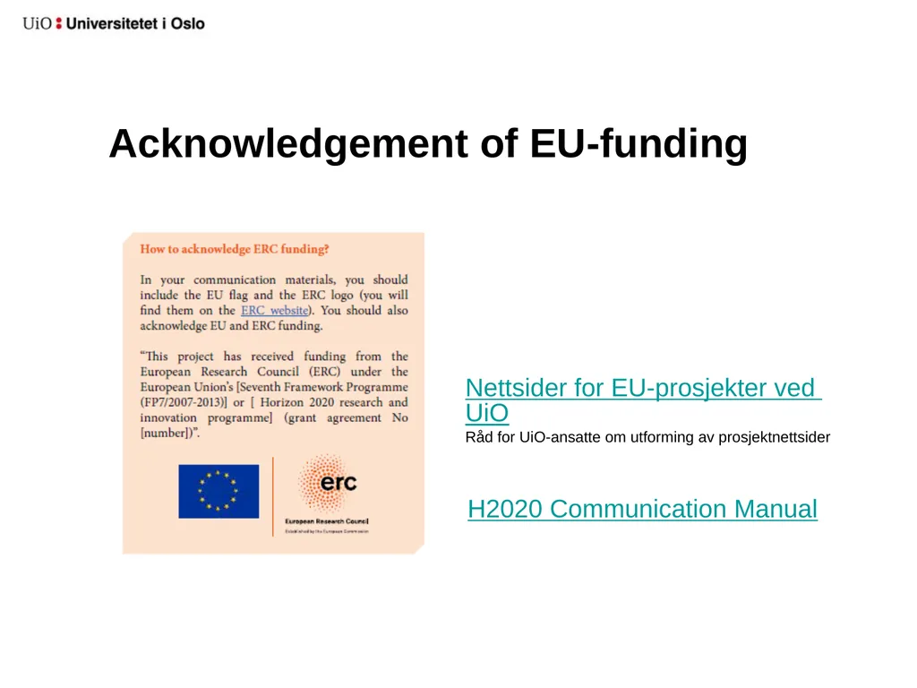 UiO EU-office 2020 Introduction to your EU-project - slide 28 of 33