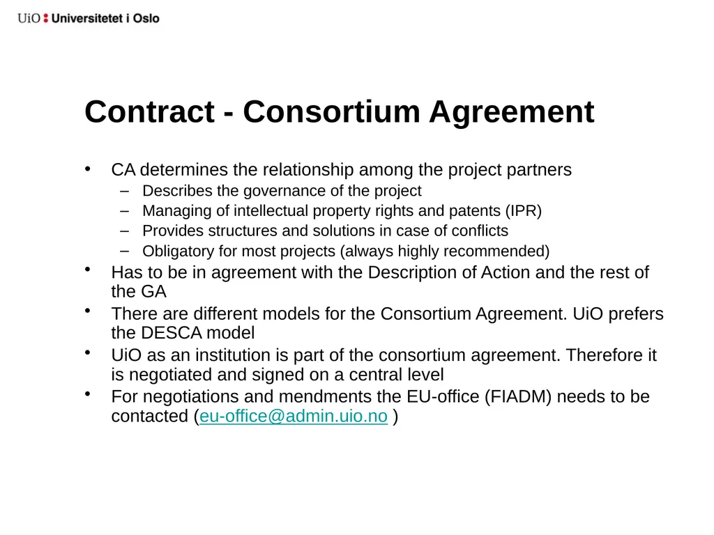 UiO EU-office 2020 Introduction to your EU-project - slide 9 of 33