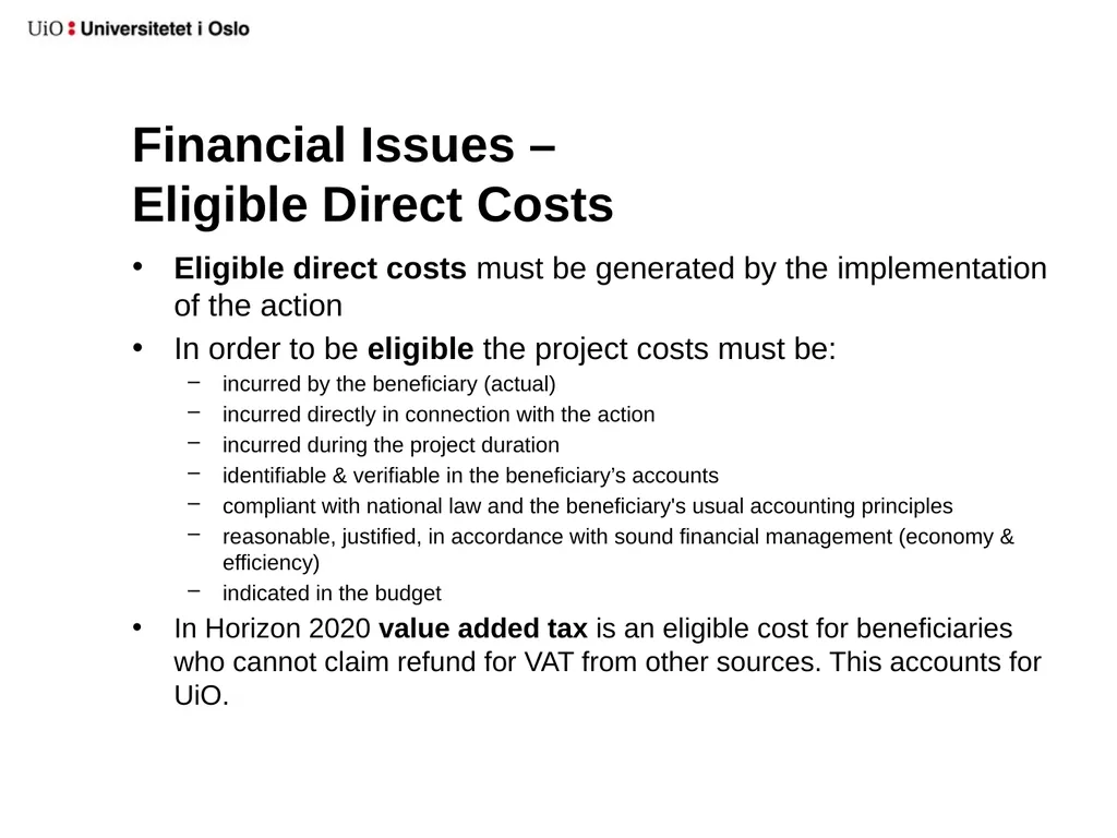 UiO EU-office 2020 Introduction to your EU-project - slide 11 of 33