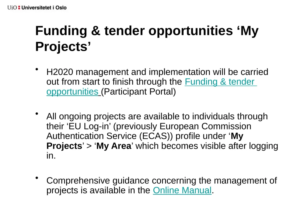 UiO EU-office 2020 Introduction to your EU-project - slide 4 of 33