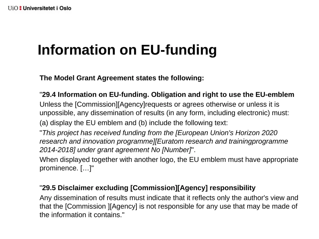 UiO EU-office 2020 Introduction to your EU-project - slide 27 of 33