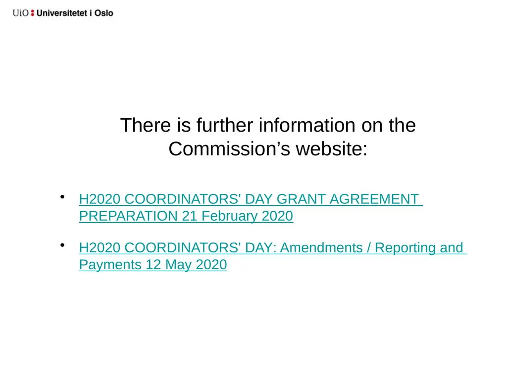 UiO EU-office 2020 Introduction to your EU-project - slide 30 of 33