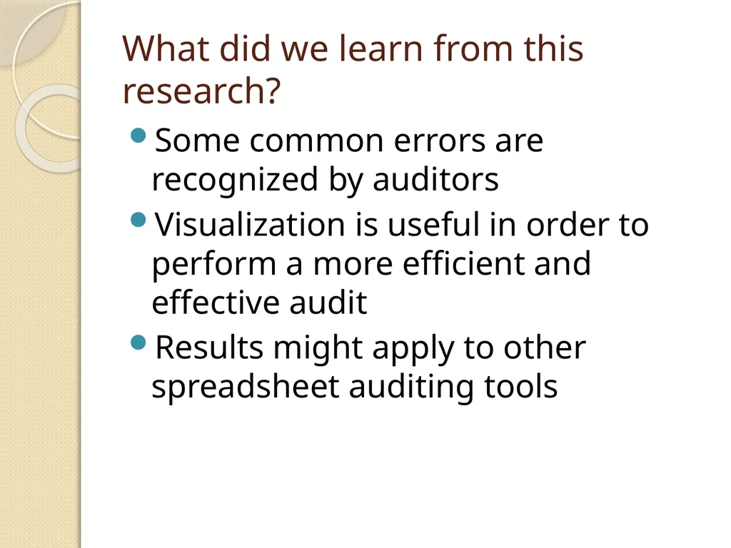Auditing spreadsheets: With or without a tool? - slide 9 of 10