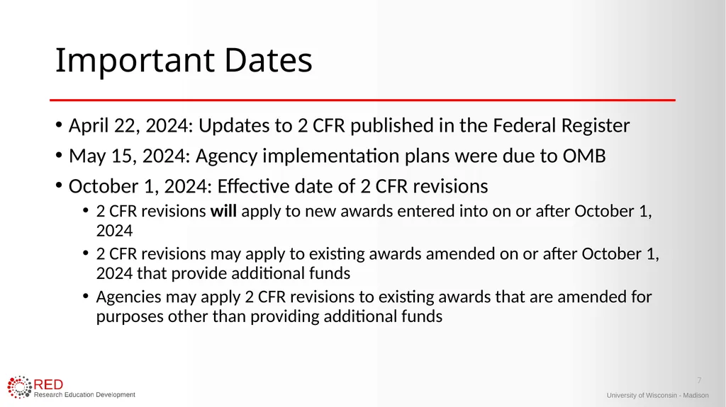 1 Research Administration Hot Topics Mark Sweet, - slide 7 of 34