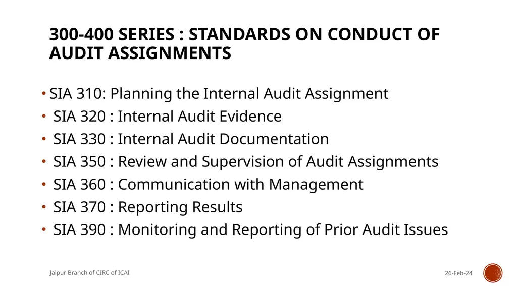 STANDARDS ON INTERNAL AUDIT - An Overview By CA R. - slide 33 of 43