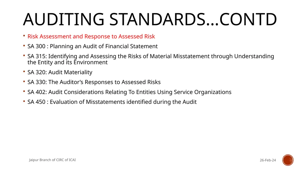 STANDARDS ON INTERNAL AUDIT - An Overview By CA R. - slide 6 of 43