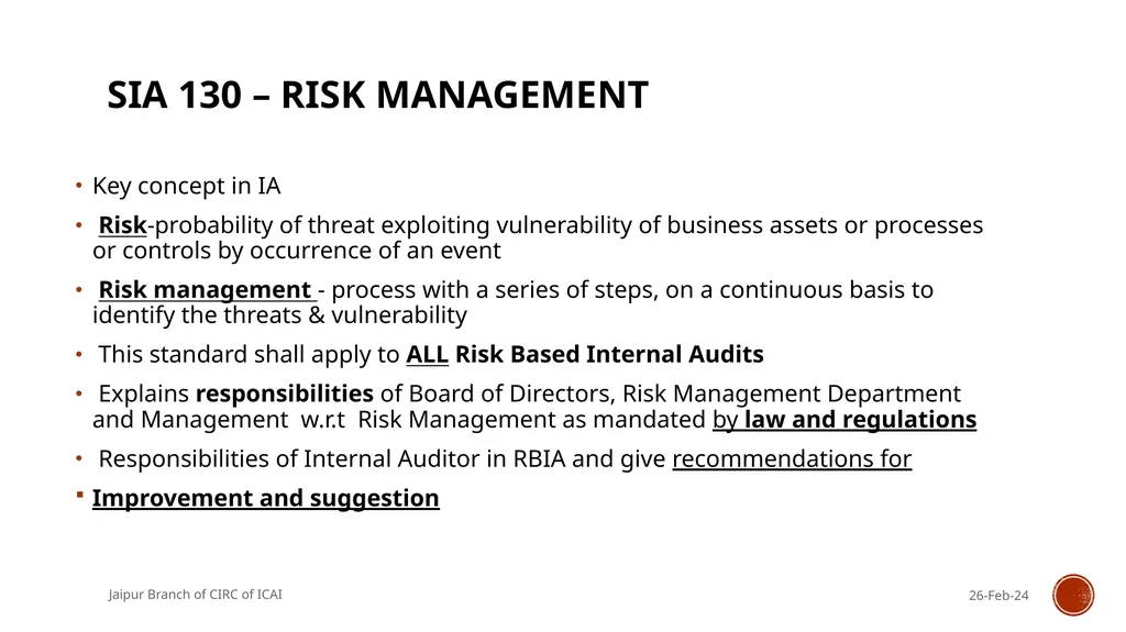 STANDARDS ON INTERNAL AUDIT - An Overview By CA R. - slide 23 of 43