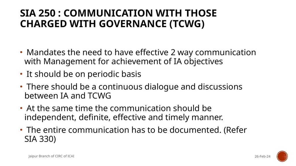 STANDARDS ON INTERNAL AUDIT - An Overview By CA R. - slide 32 of 43